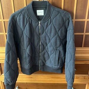 Abercrombie & Fitch dark grey quilted bomber jacket